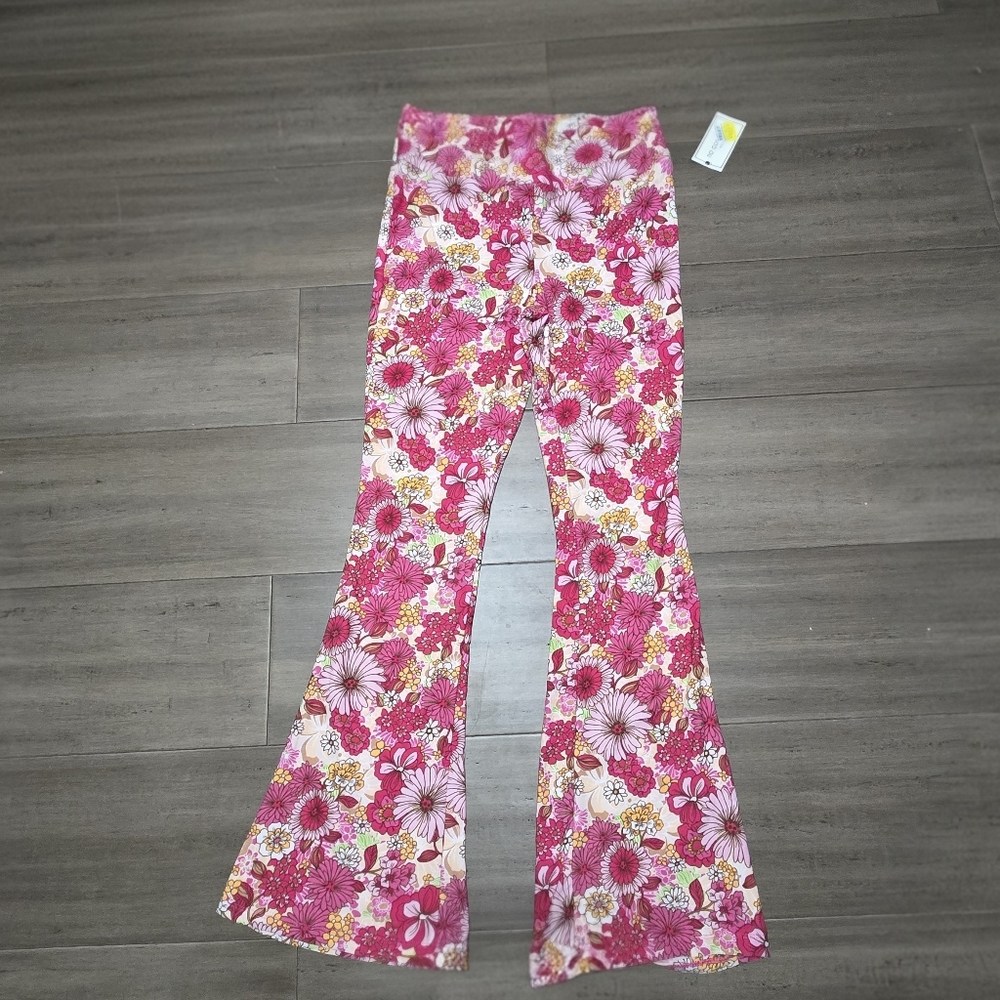 No Comment Floral Bell Bottom Pants Nwt Size XL